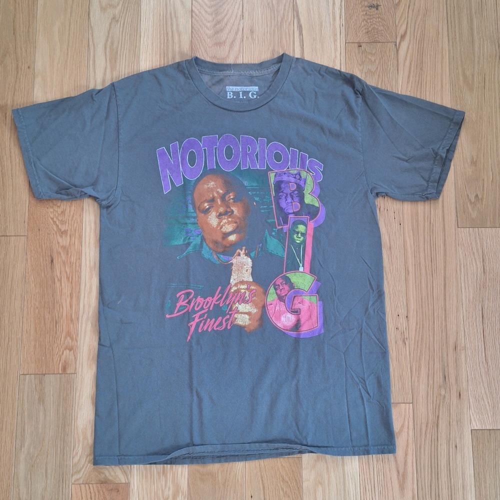 The Notorious BIG Brooklyn's Finest Graphic T-Shirt Biggie Gray Large
